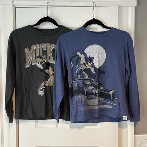 GAP Kids Mickey Mouse Black & Batman Blue Long Sleeve Tees